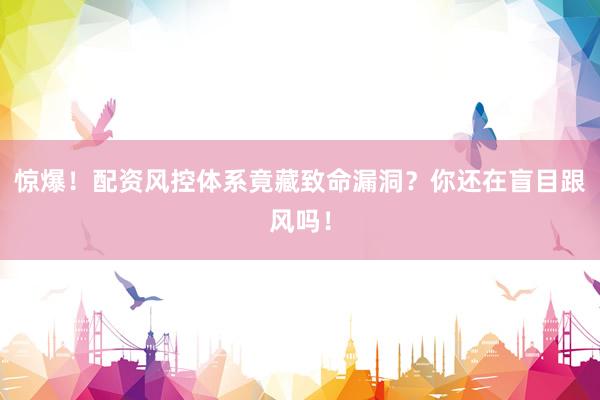 惊爆！配资风控体系竟藏致命漏洞？你还在盲目跟风吗！